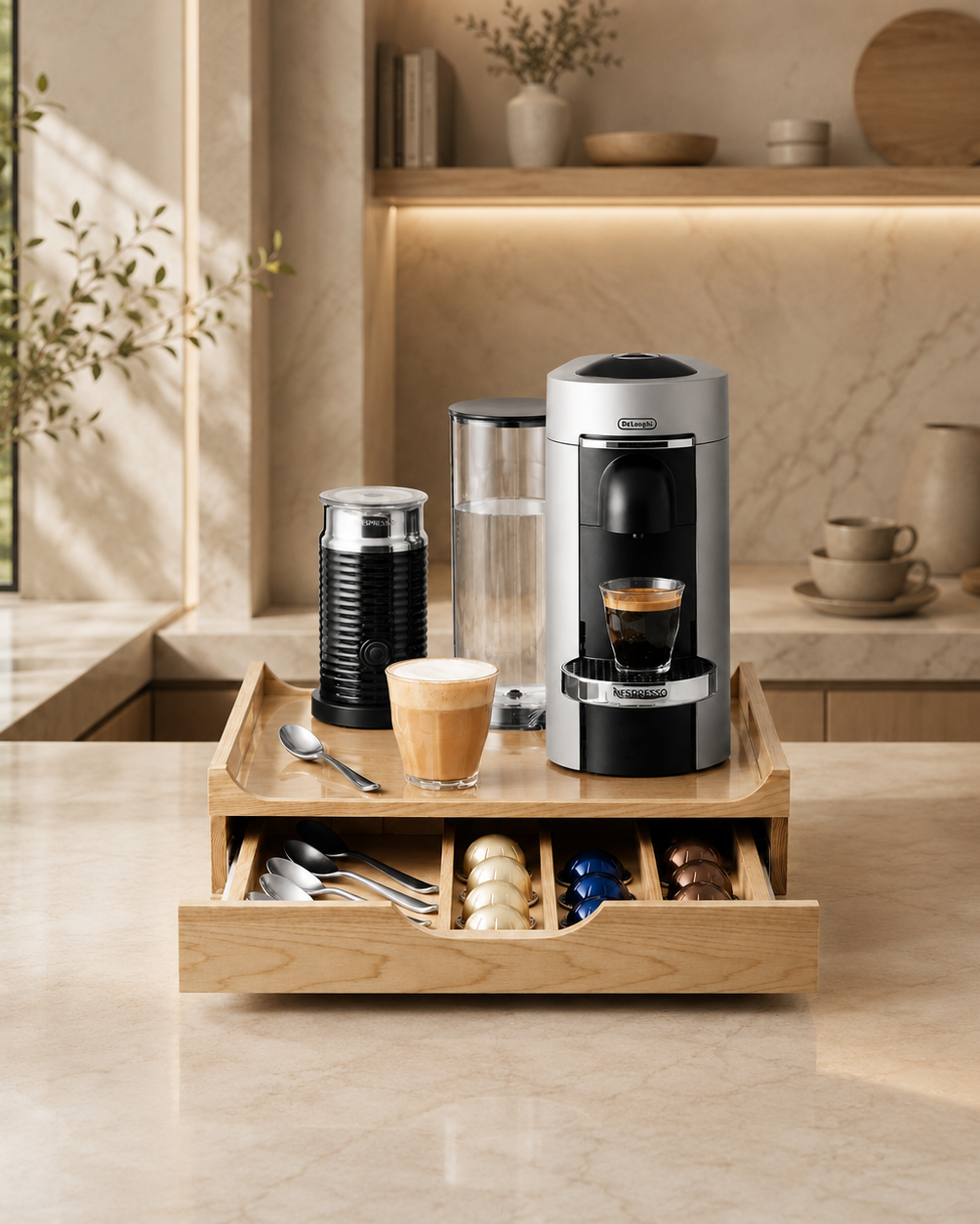 Le Café Drawer | Wooden Coffee Station Organizer