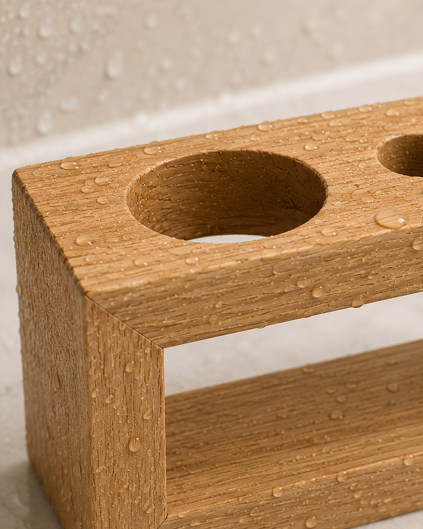 Le Clean Corner | Water-resistant Wooden Bathroom Holder