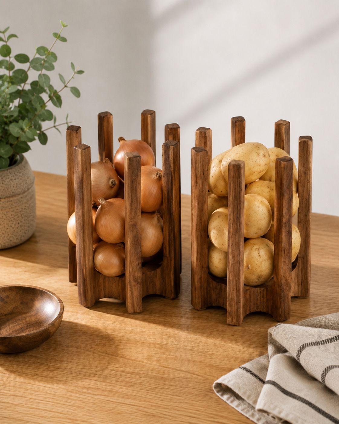 Le Pantry Nest | Wooden Onion & Potato Storage Holder
