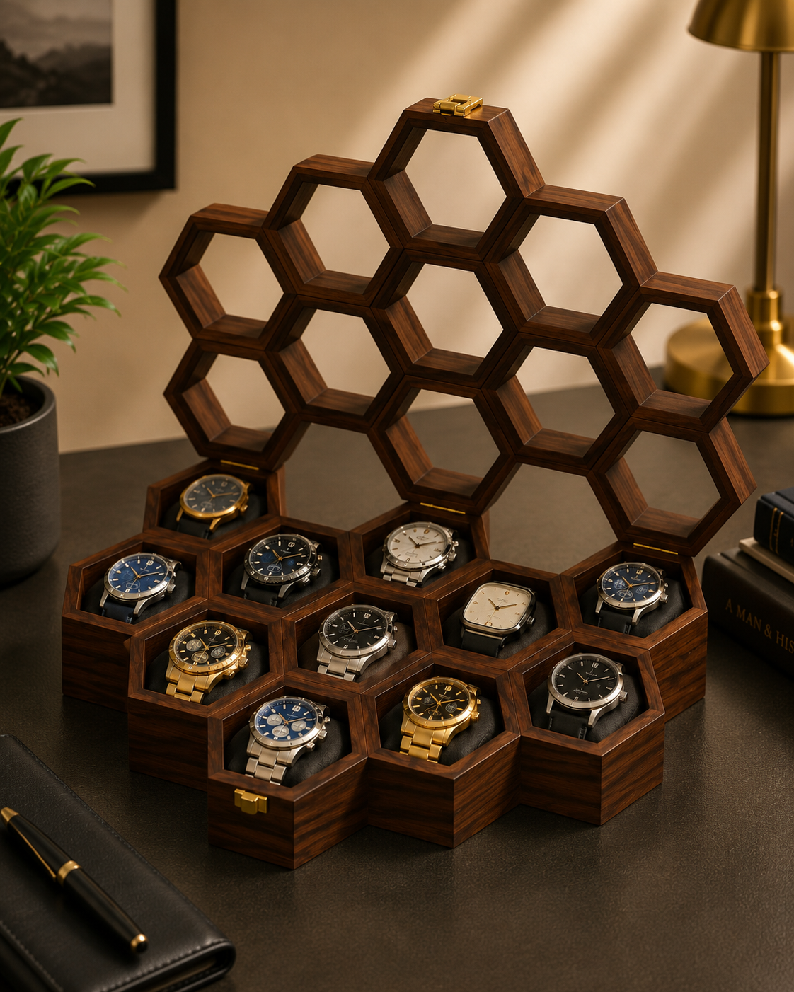 Le Temps Hexa | Wooden Watch Display Case