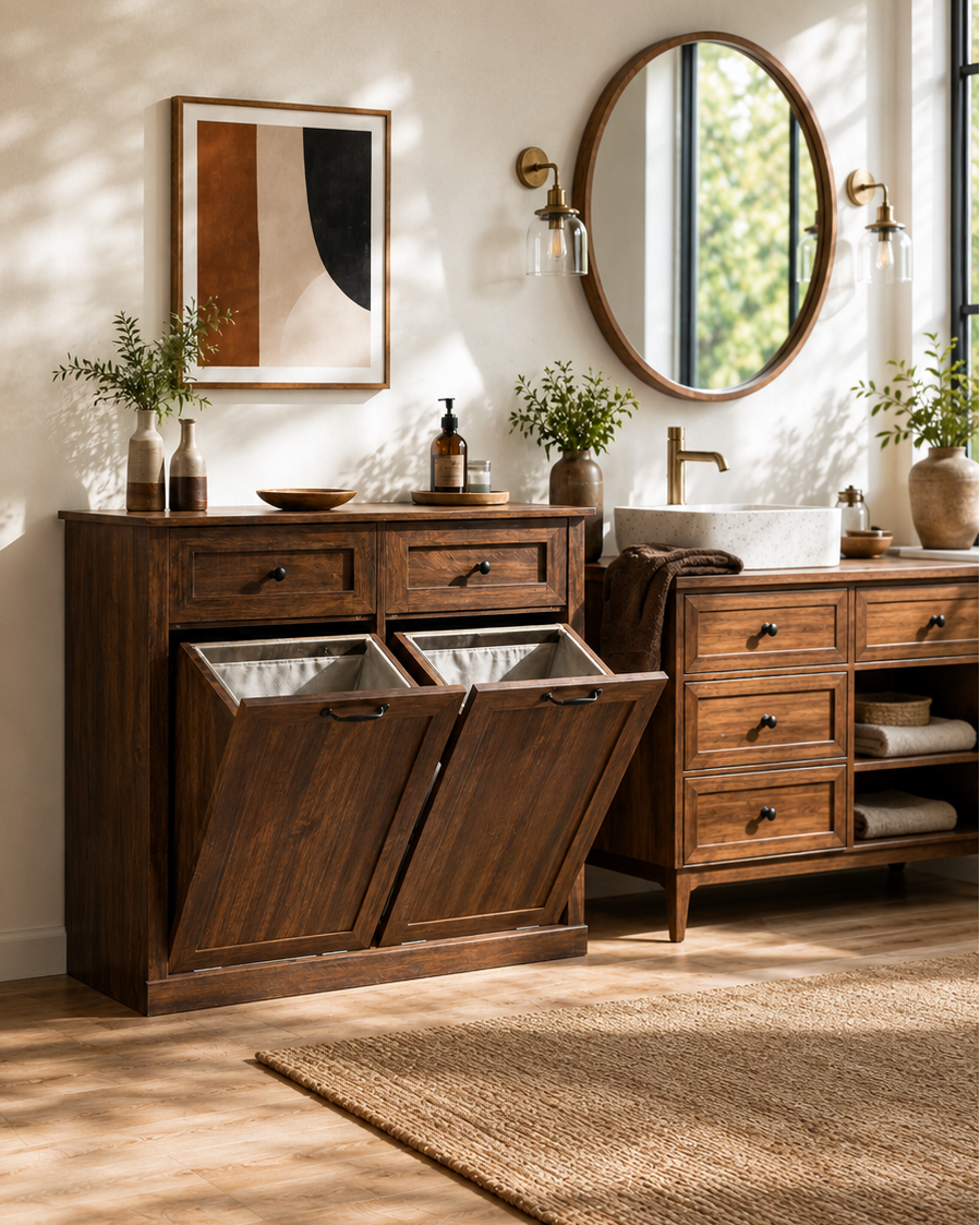 Le Laundry Hideaway | Wooden Laundry Basket Cabinet