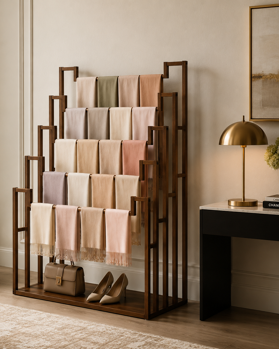 Le Scarf Gallery | Wooden Scarf Display Rack