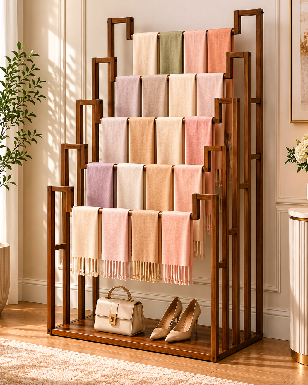 Le Scarf Gallery | Wooden Scarf Display Rack