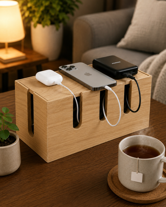 Le Cable Box | Wooden Charging Station Organizer