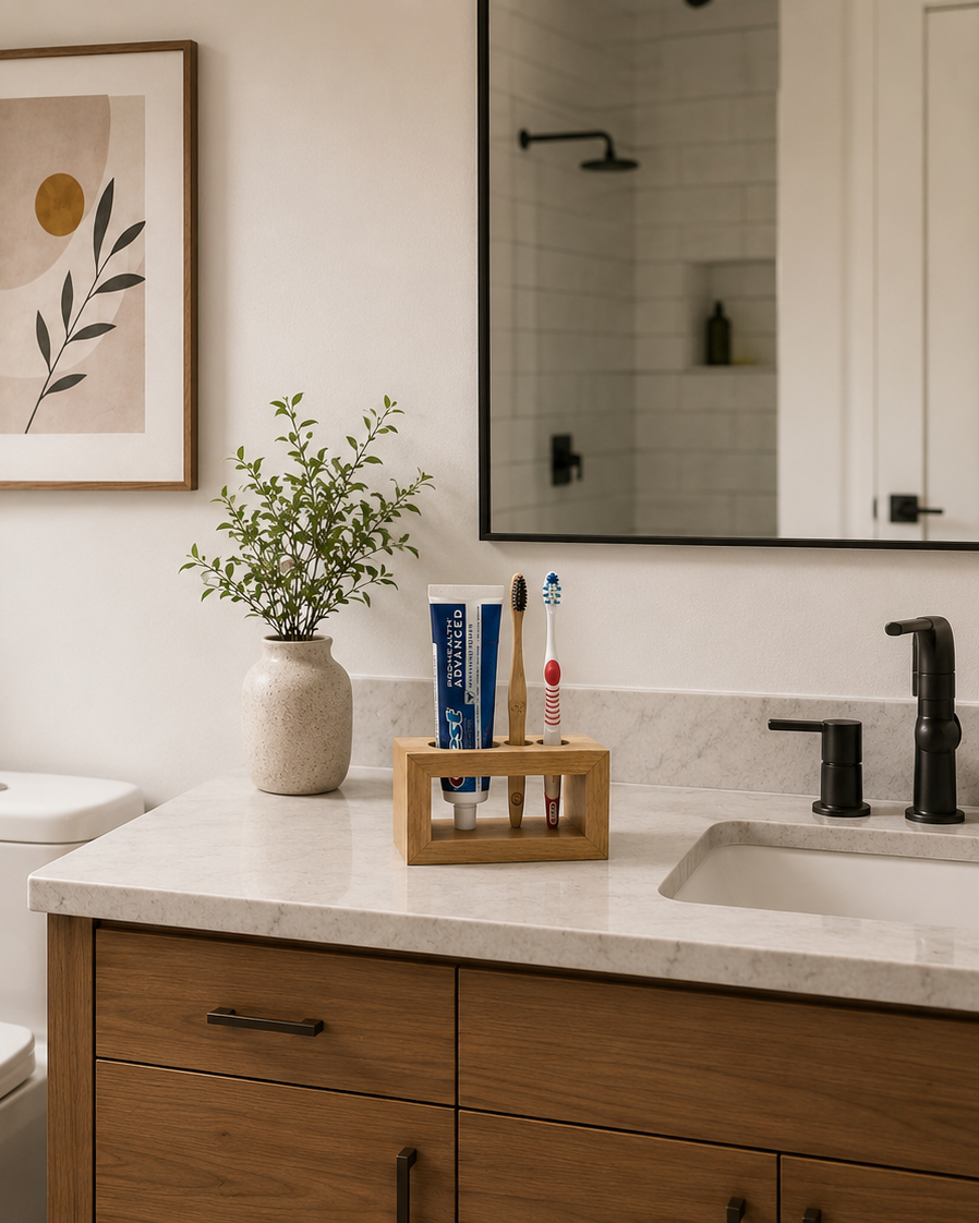 Le Clean Corner | Water-resistant Wooden Bathroom Holder