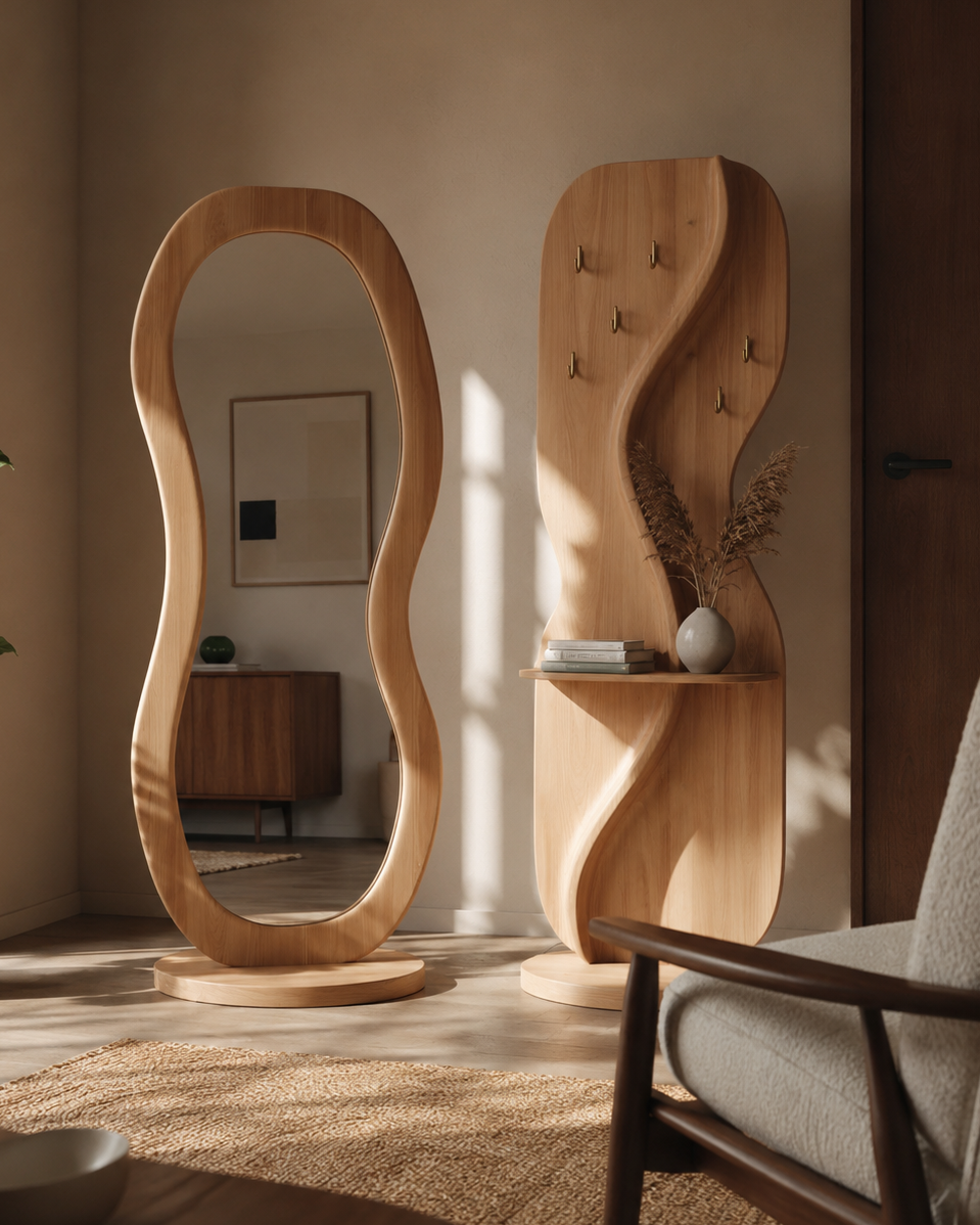 Le Miro Flow | Sculptural Mirror & Entry Organizer