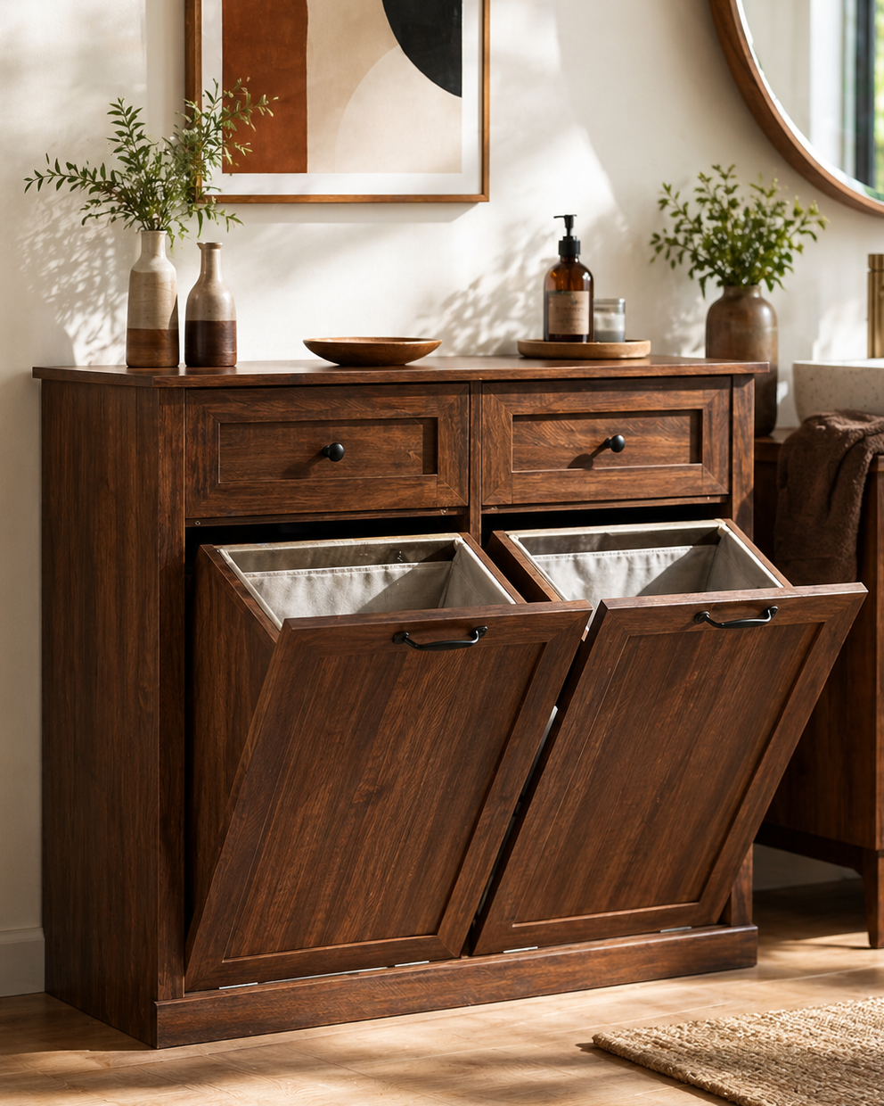 Le Laundry Hideaway | Wooden Laundry Basket Cabinet