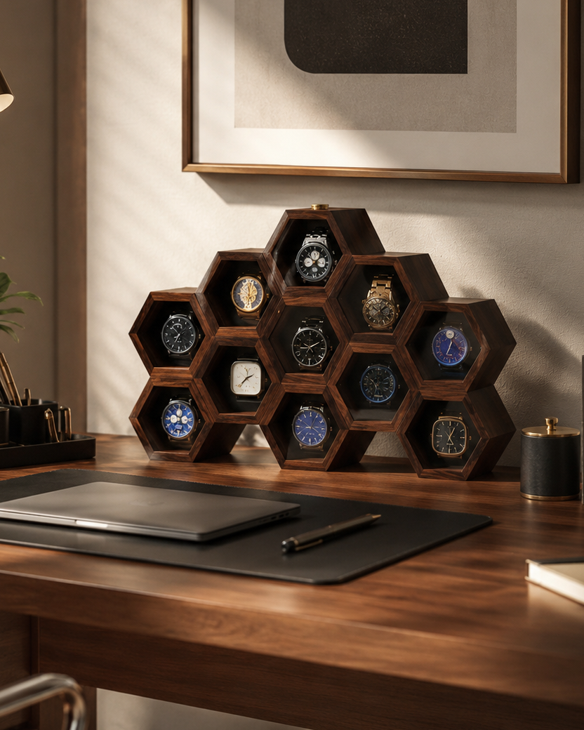 Le Temps Hexa | Wooden Watch Display Case