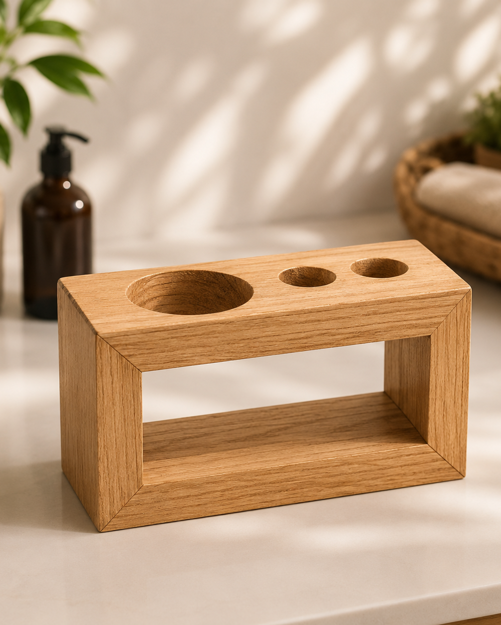 Le Clean Corner | Water-resistant Wooden Bathroom Holder