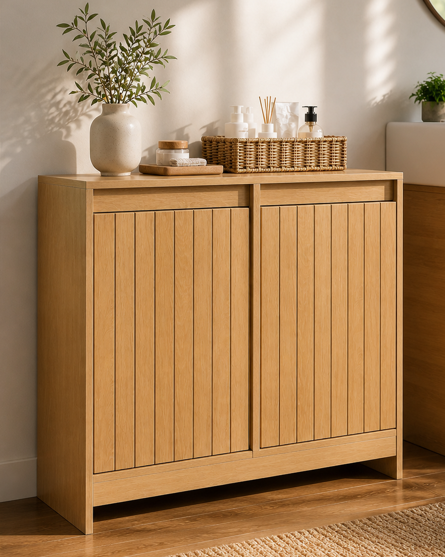Le Laundry Duo | Wooden Double Laundry Basket Cabinet