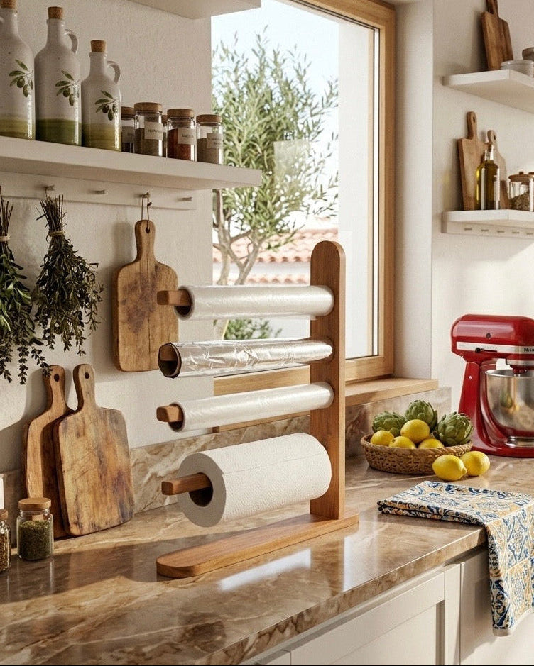 Le Wrap Station | Wooden Kitchen Roll Organizer