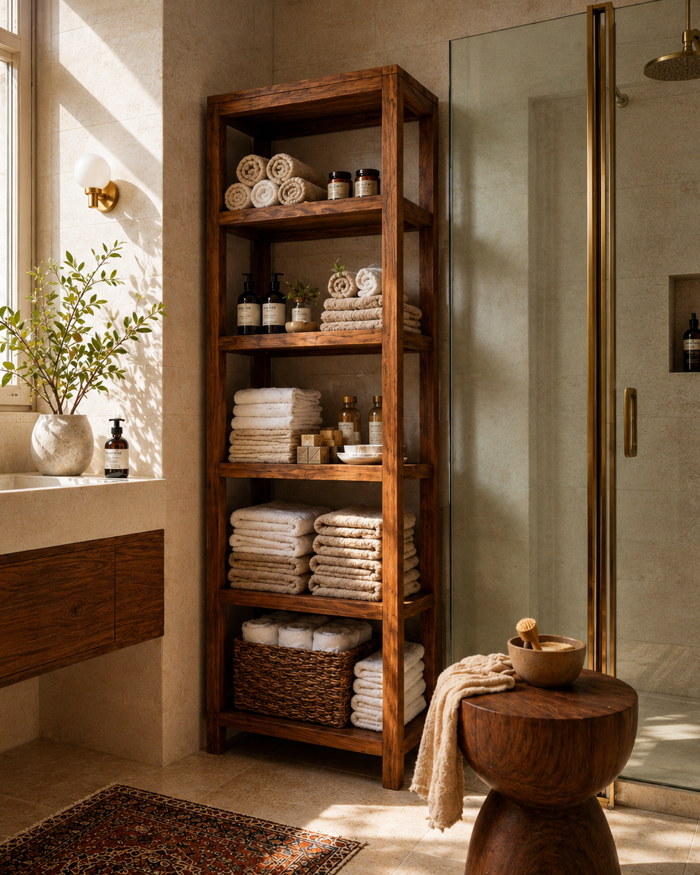 Le Spa Shelf | Wooden Bathroom Organizer