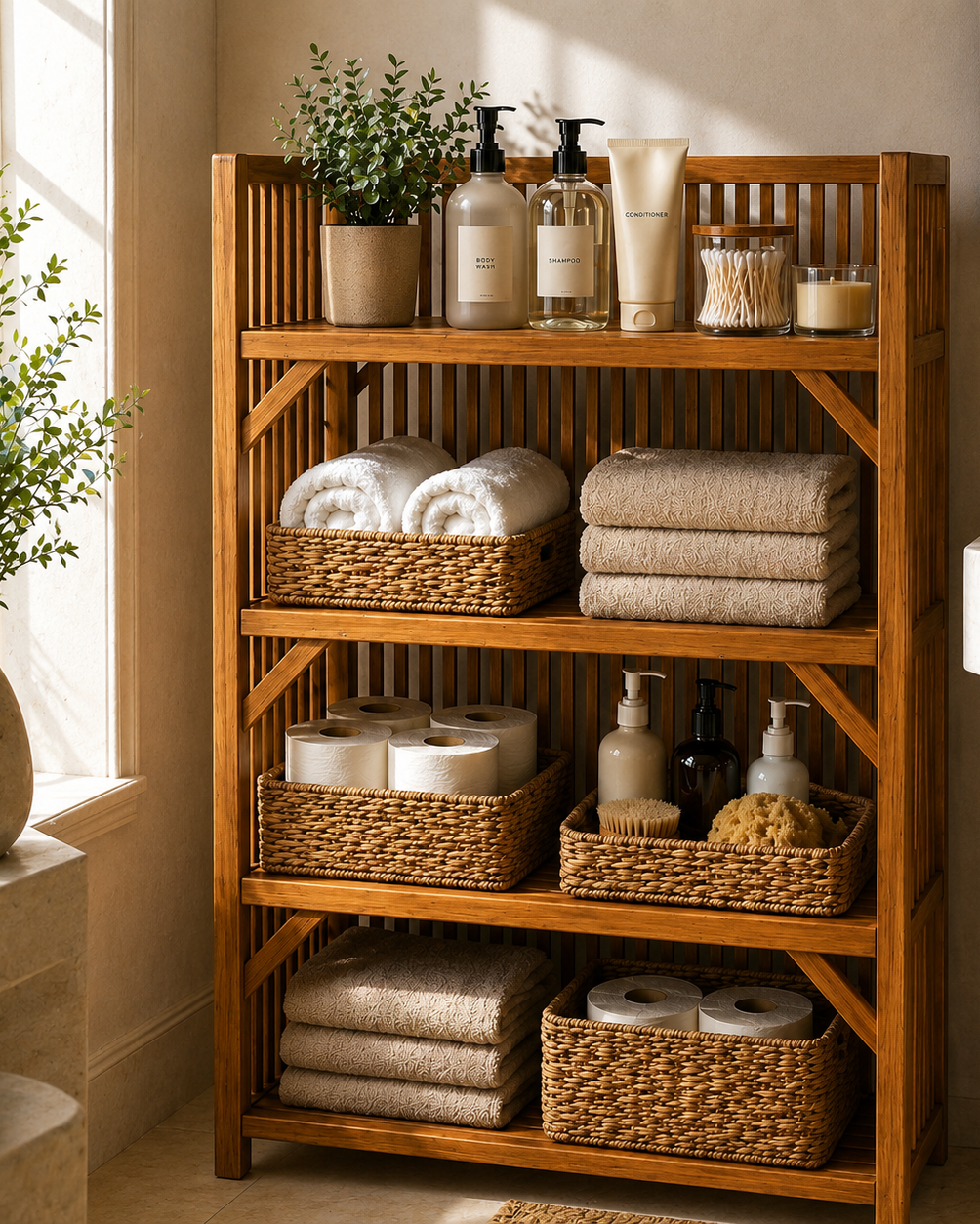 Le Spa Rack | Wooden Bathroom Storage Shelf
