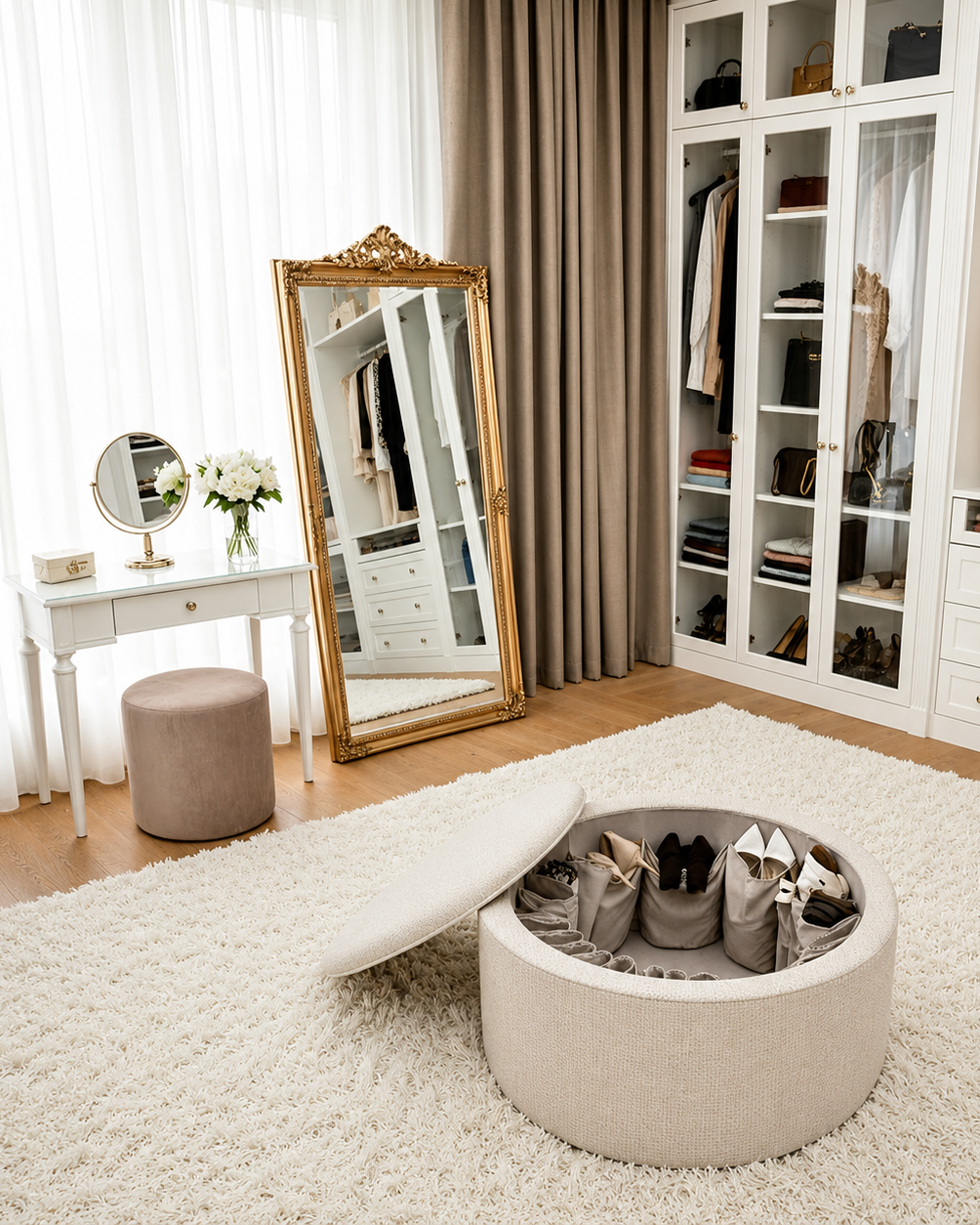 Le Coffre à Chaussures | Round Shoe Storage Ottoman