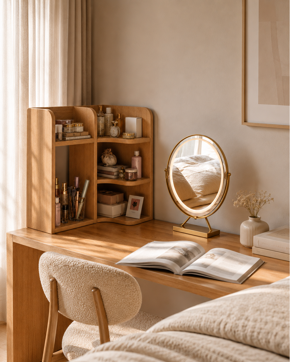 Le Vanity Nook | Wooden Makeup & Skincare Organizer