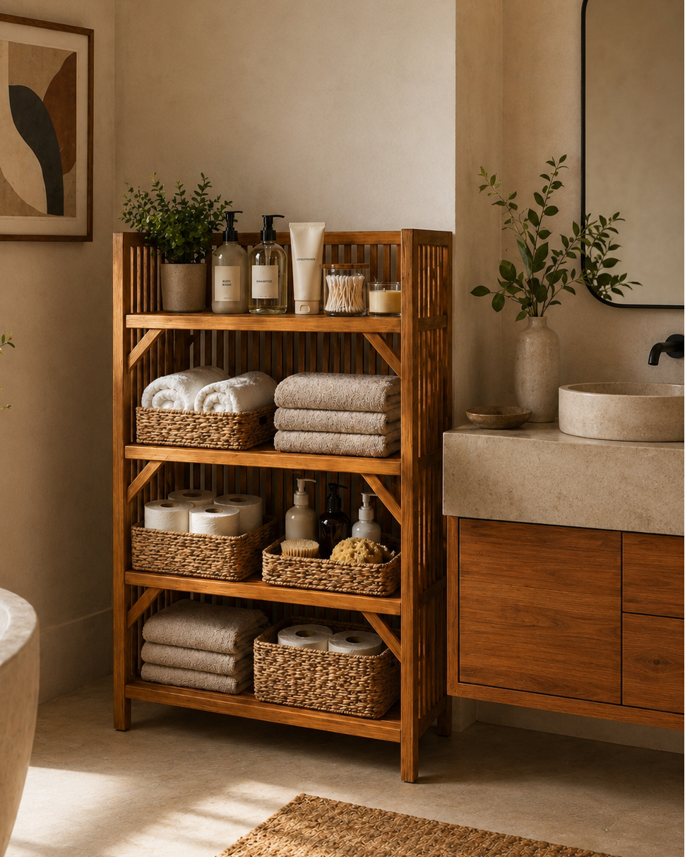 Le Spa Rack | Wooden Bathroom Storage Shelf